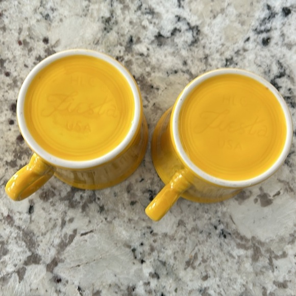 Fiesta Coffee Mugs Yellow Set of 2 Classic Ring Handle 10.25 oz - Picture 3 of 3